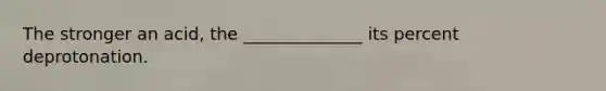 The stronger an acid, the ______________ its percent deprotonation.
