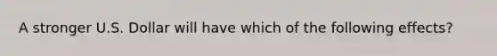 A stronger U.S. Dollar will have which of the following effects?