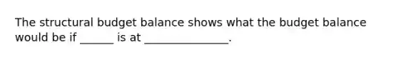 The structural budget balance shows what the budget balance would be if ______ is at _______________.