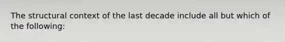 The structural context of the last decade include all but which of the following: