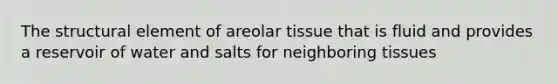 The structural element of areolar tissue that is fluid and provides a reservoir of water and salts for neighboring tissues