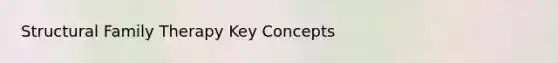 Structural Family Therapy Key Concepts