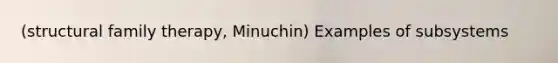 (structural family therapy, Minuchin) Examples of subsystems