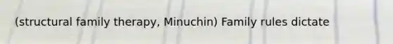 (structural family therapy, Minuchin) Family rules dictate