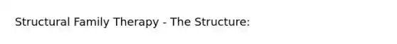 Structural Family Therapy - The Structure: