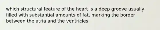 which structural feature of the heart is a deep groove usually filled with substantial amounts of fat, marking the border between the atria and the ventricles