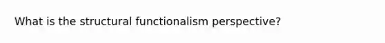 What is the structural functionalism perspective?