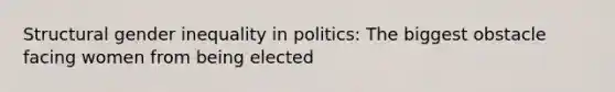 Structural gender inequality in politics: The biggest obstacle facing women from being elected