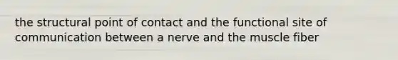 the structural point of contact and the functional site of communication between a nerve and the muscle fiber