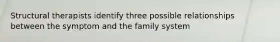 Structural therapists identify three possible relationships between the symptom and the family system