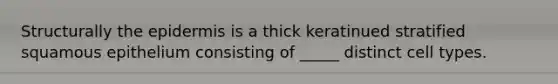 Structurally the epidermis is a thick keratinued stratified squamous epithelium consisting of _____ distinct cell types.