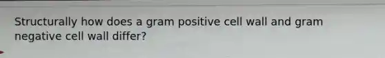 Structurally how does a gram positive cell wall and gram negative cell wall differ?