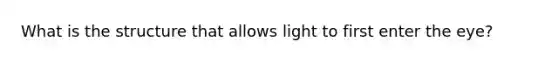 What is the structure that allows light to first enter the eye?