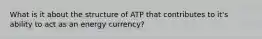 What is it about the structure of ATP that contributes to it's ability to act as an energy currency?