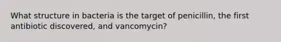 What structure in bacteria is the target of penicillin, the first antibiotic discovered, and vancomycin?