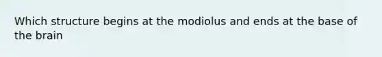 Which structure begins at the modiolus and ends at the base of the brain