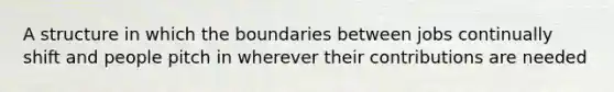 A structure in which the boundaries between jobs continually shift and people pitch in wherever their contributions are needed