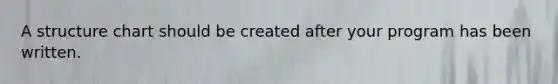 A structure chart should be created after your program has been written.
