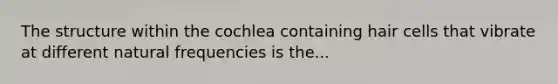 The structure within the cochlea containing hair cells that vibrate at different natural frequencies is the...