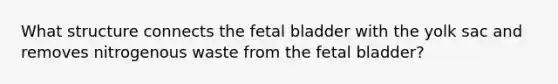 What structure connects the fetal bladder with the yolk sac and removes nitrogenous waste from the fetal bladder?