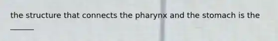 the structure that connects the pharynx and the stomach is the ______