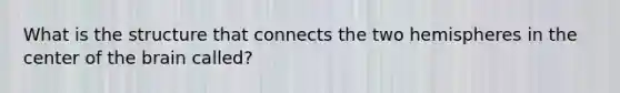 What is the structure that connects the two hemispheres in the center of the brain called?