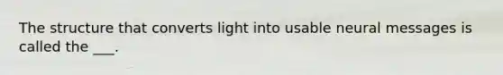 The structure that converts light into usable neural messages is called the ___.