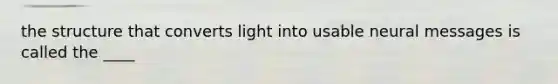 the structure that converts light into usable neural messages is called the ____