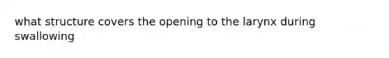 what structure covers the opening to the larynx during swallowing