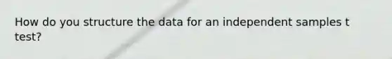 How do you structure the data for an independent samples t test?