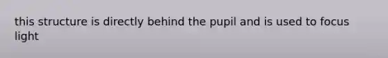 this structure is directly behind the pupil and is used to focus light