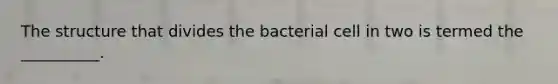 The structure that divides the bacterial cell in two is termed the __________.