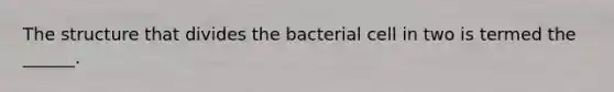 The structure that divides the bacterial cell in two is termed the ______.