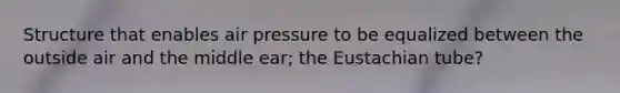 Structure that enables air pressure to be equalized between the outside air and the middle ear; the Eustachian tube?