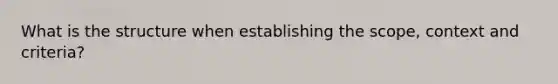 What is the structure when establishing the scope, context and criteria?