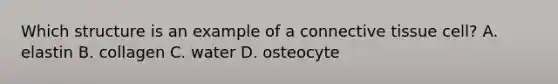 Which structure is an example of a connective tissue cell? A. elastin B. collagen C. water D. osteocyte