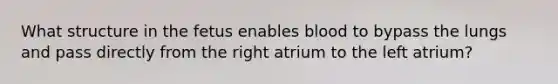 What structure in the fetus enables blood to bypass the lungs and pass directly from the right atrium to the left atrium?