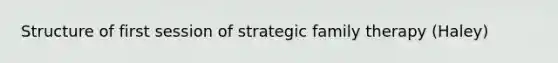 Structure of first session of strategic family therapy (Haley)