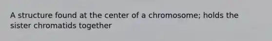 A structure found at the center of a chromosome; holds the sister chromatids together