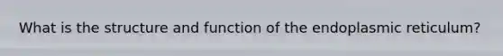 What is the structure and function of the endoplasmic reticulum?