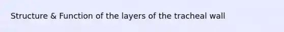 Structure & Function of the layers of the tracheal wall