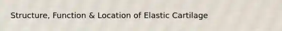 Structure, Function & Location of Elastic Cartilage