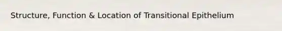 Structure, Function & Location of Transitional Epithelium