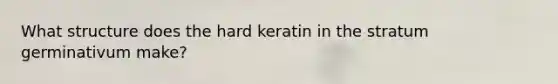 What structure does the hard keratin in the stratum germinativum make?