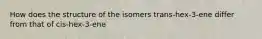 How does the structure of the isomers trans-hex-3-ene differ from that of cis-hex-3-ene