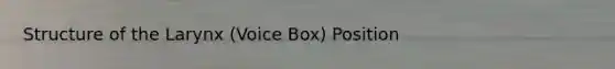 Structure of the Larynx (Voice Box) Position