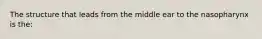 The structure that leads from the middle ear to the nasopharynx is the: