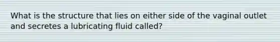 What is the structure that lies on either side of the vaginal outlet and secretes a lubricating fluid called?