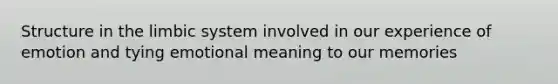 Structure in the limbic system involved in our experience of emotion and tying emotional meaning to our memories