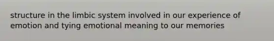 structure in the limbic system involved in our experience of emotion and tying emotional meaning to our memories